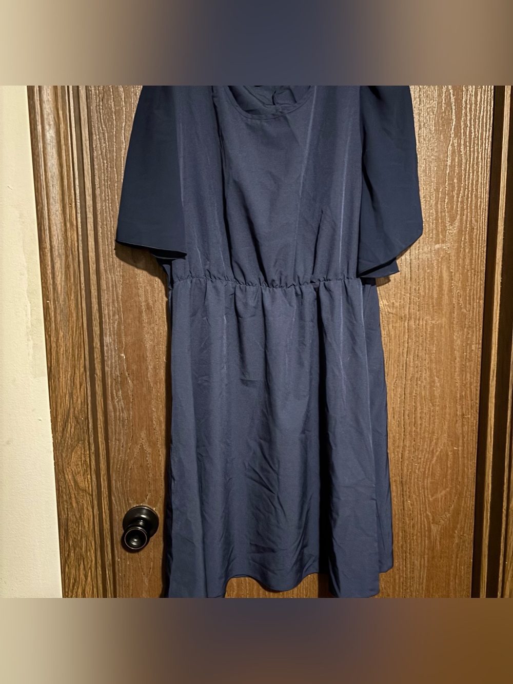 Navy Blue Flutter Sleeve Casual Dress